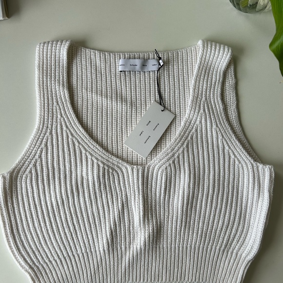 Proenza Schouler crochet knitted vest ribbed cotton cropped sweater white in S - Picture 4 of 4